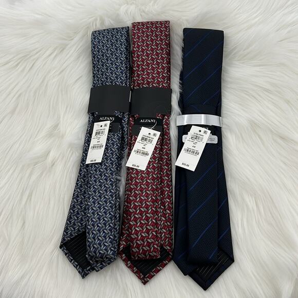 Alfani Men's Set of 3 Ties - Navy/Blue/Red - New with tags - Picture 4 of 4